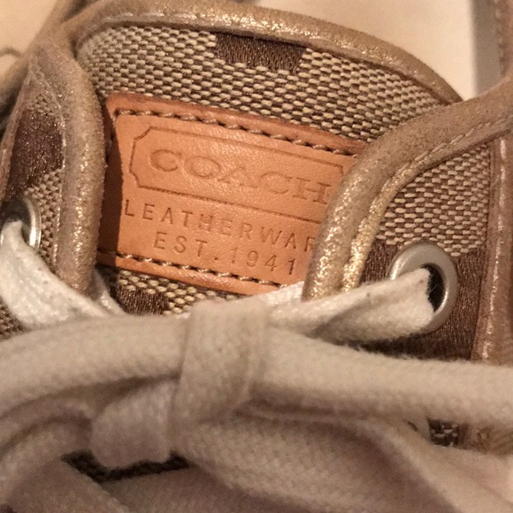 COACH Dalia Khaki & Gold Sneakers in Size 7 - Picture 6 of 8